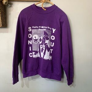 Vintage 1992 Sonic Youth "Dirty" album cover tour Purple Crew Sweater